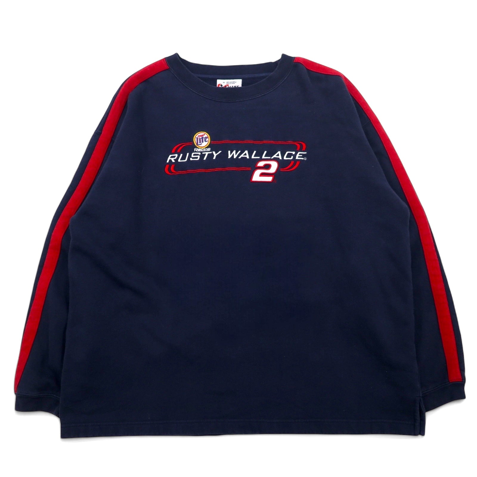 Anni '90 CHASE AUTHENTICS Felpa Racing Ricamata XL Navy Cotone RUSTY WALLACE