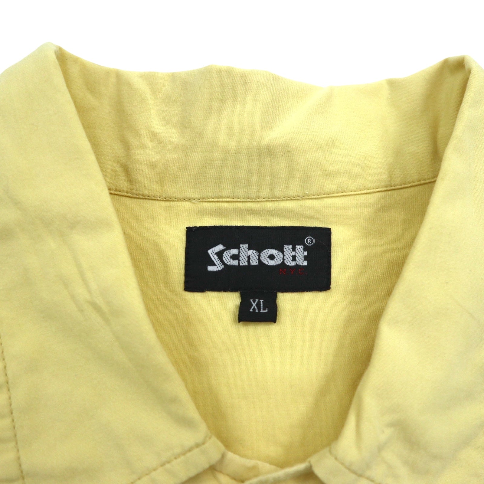 Camicia da lavoro a maniche corte Schott, taglia XL, gialla, in cotone, PERFECTO, taschino sul petto, logo ricamato