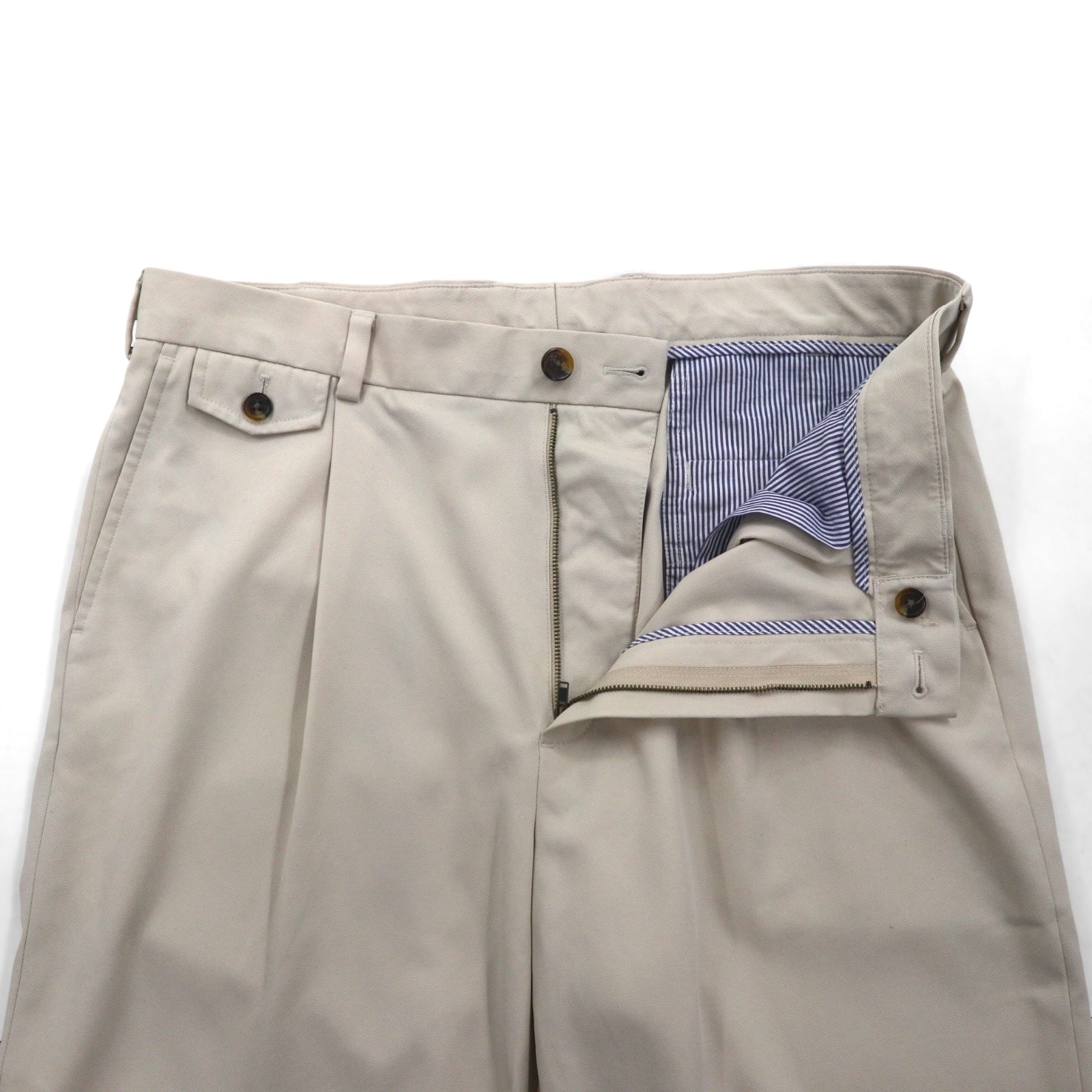 Brooks Brothers COUNTRY CLUB Pantaloni larghi a pieghe L beige poliestere
