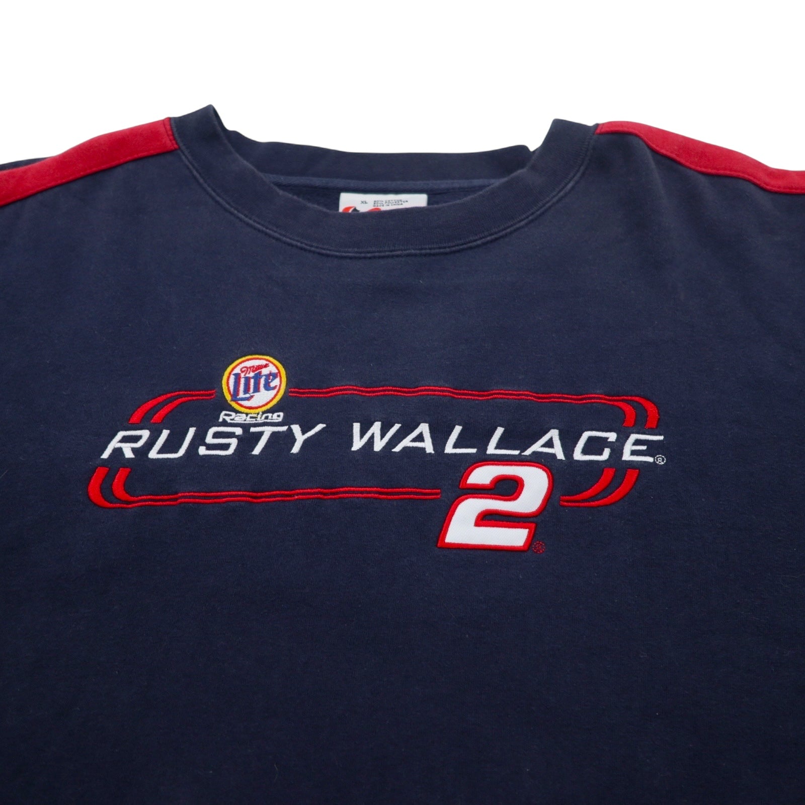Anni '90 CHASE AUTHENTICS Felpa Racing Ricamata XL Navy Cotone RUSTY WALLACE