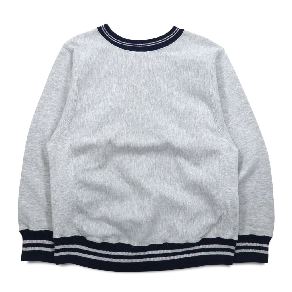 Champion anni '90, made in USA, Reverse Weave con etichetta ricamata, bordi a coste, felpa grigia taglia M, logo Script ricamato.