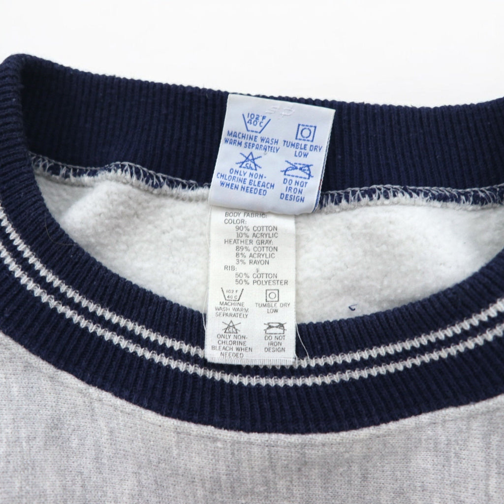 Champion anni '90, made in USA, Reverse Weave con etichetta ricamata, bordi a coste, felpa grigia taglia M, logo Script ricamato.