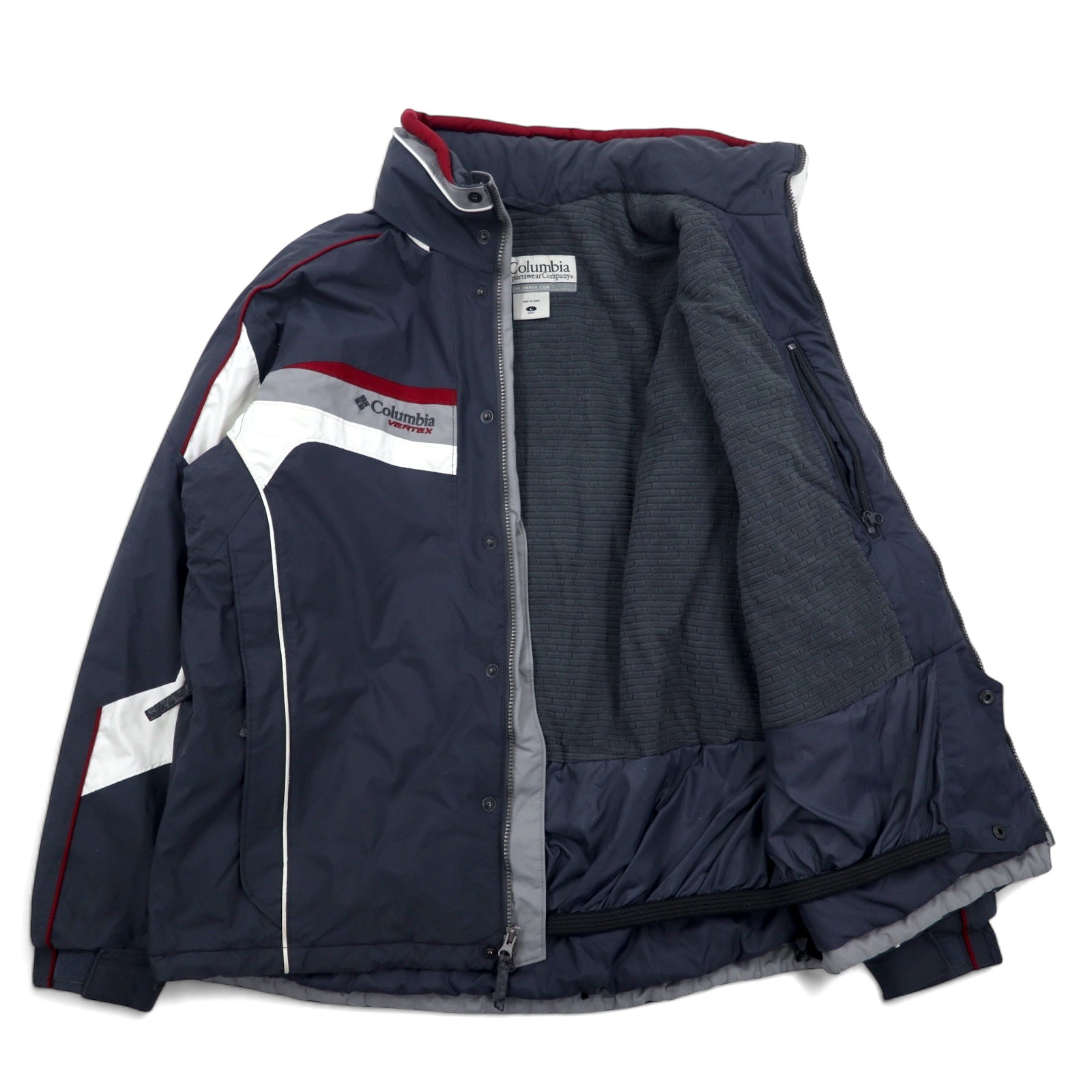 Columbia VERTEX anni '90 Giacca a vento Taglia L Grigio Nylon Fodera in pile Doppia cerniera Coulisse OMNI-SHIELD Impermeabile