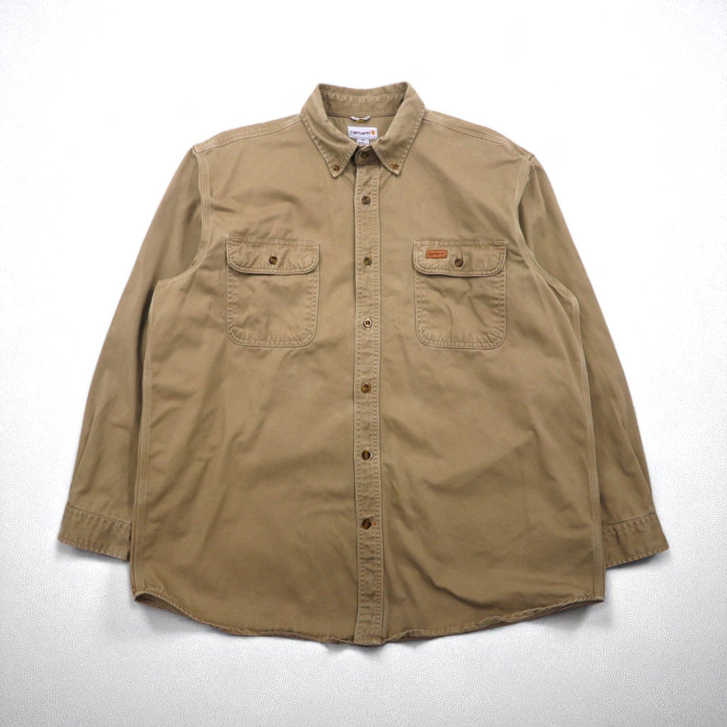 Carhartt Camicia da lavoro button-down XL Beige Doppia tasca OAKMAN S09 266