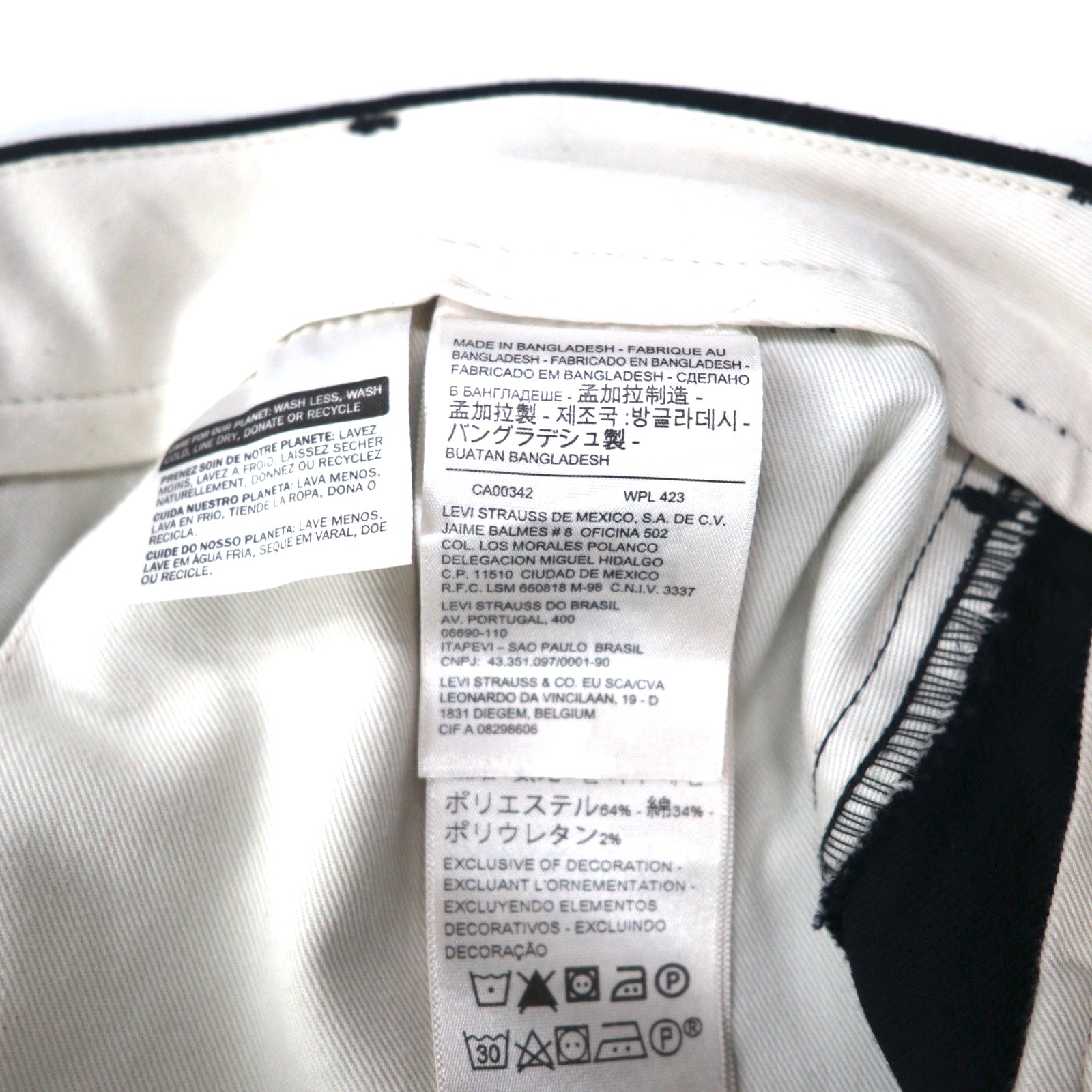 LEVI'S STA-PREST Pantaloni chino cropped ampi Neri Taglia M Taglio vivo CROPPED WIDE LEG CHINO 47873-0003
