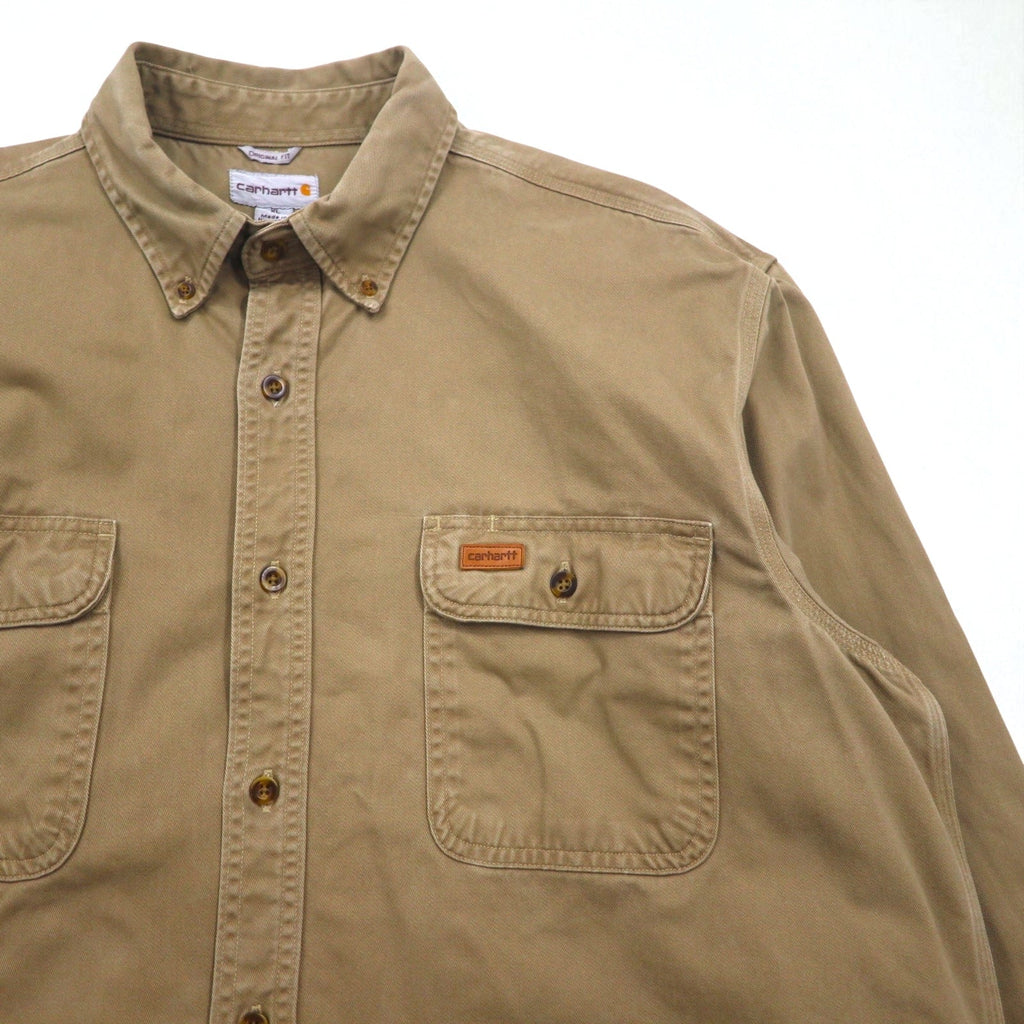 Carhartt Camicia da lavoro button-down XL Beige Doppia tasca OAKMAN S09 266