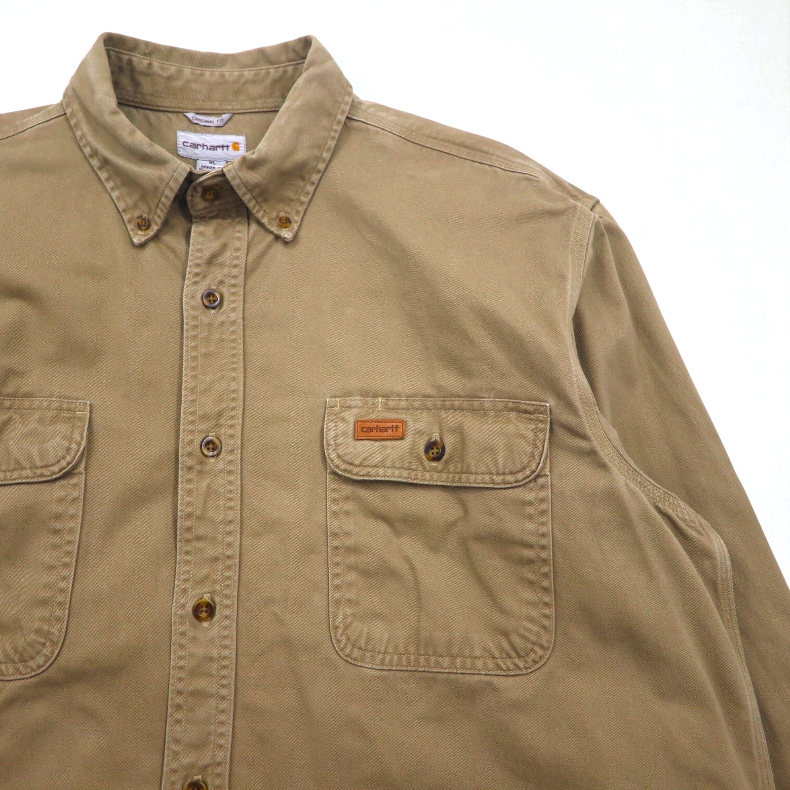 Carhartt Camicia da lavoro button-down XL Beige Doppia tasca OAKMAN S09 266