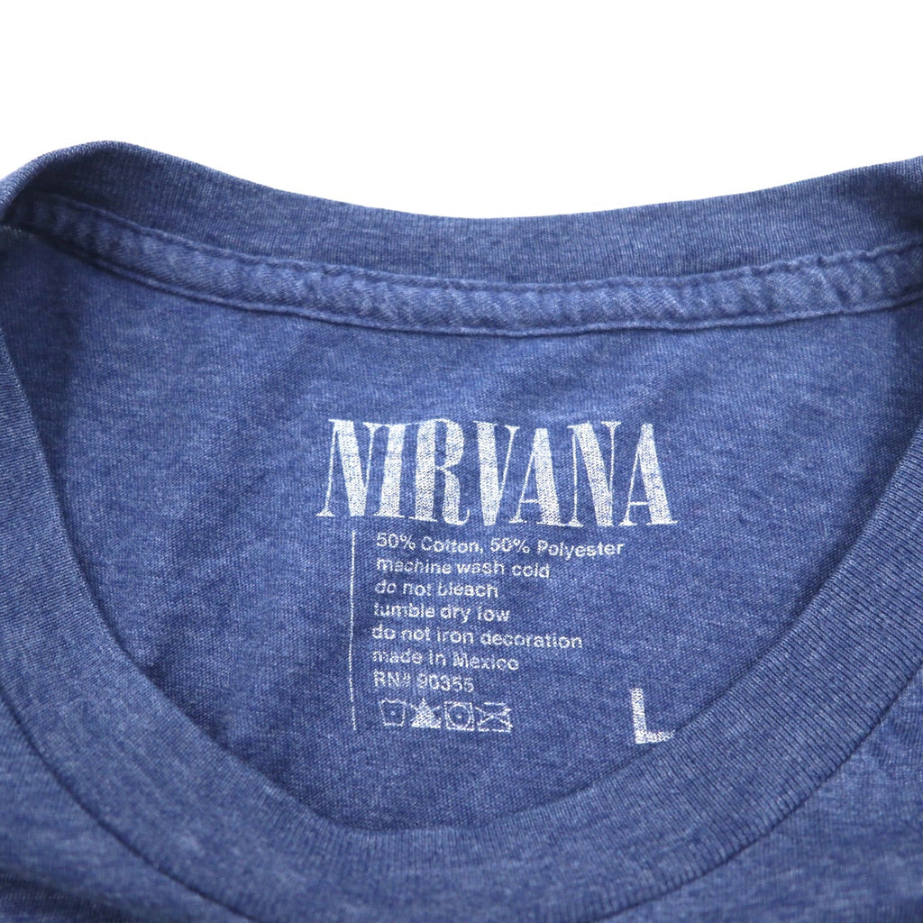 NIRVANA ニルヴァーナ ロック バンド Tシャツ バンT L ネイビー コットン ポリエステル メキシコ製