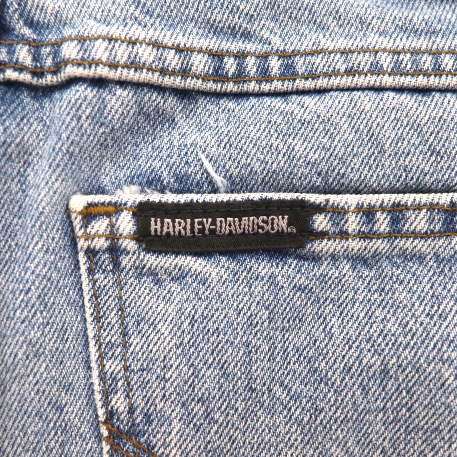 HARLEY DAVIDSON リラックスフィット テーパード デニムパンツ L インディゴ ジッパーフライ レザーパッチ メキシコ製