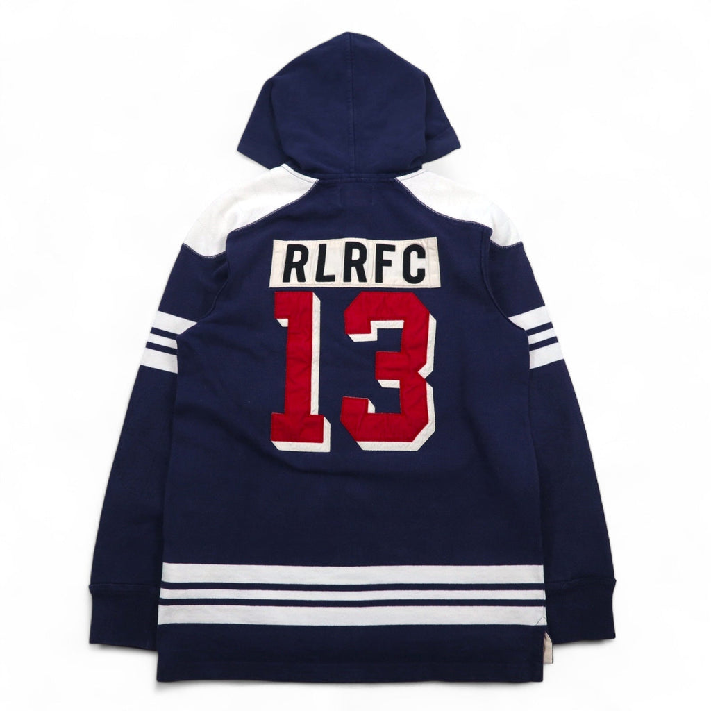 RUGBY RALPH LAUREN Polo Rugby Felpa con cappuccio L Navy Toppa Numeri CLASSIC RUGBY FIT