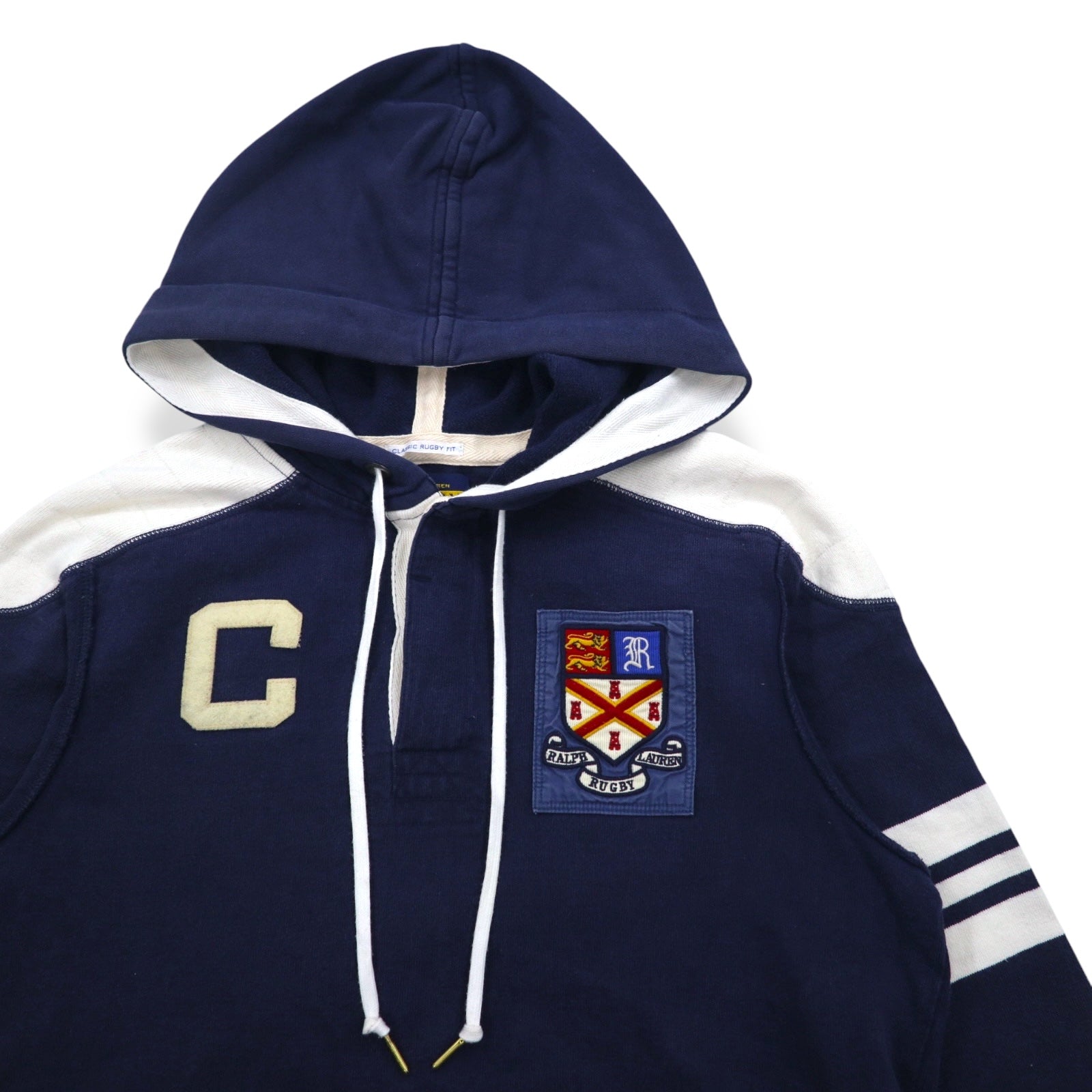 RUGBY RALPH LAUREN Polo Rugby Felpa con cappuccio L Navy Toppa Numeri CLASSIC RUGBY FIT