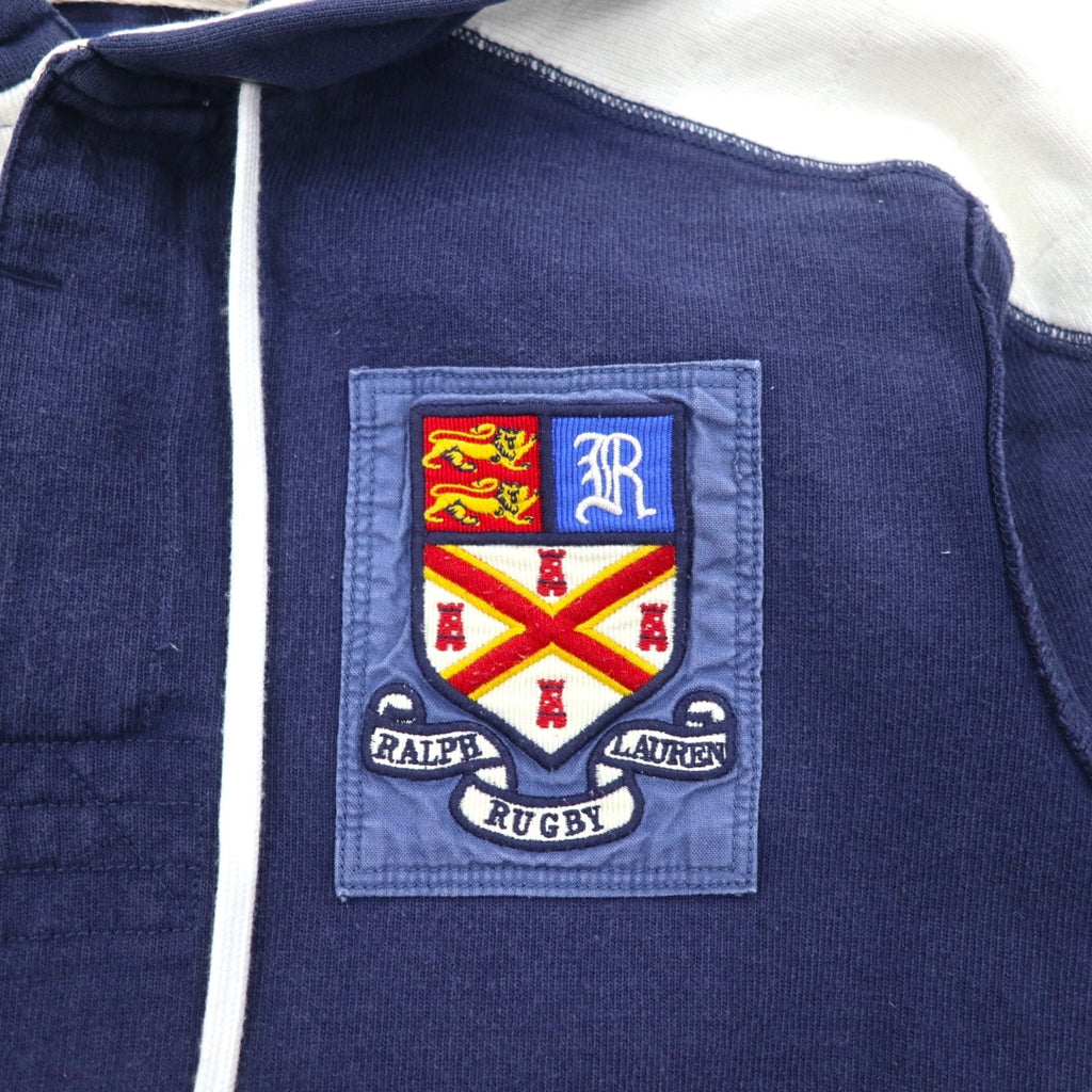 RUGBY RALPH LAUREN Polo Rugby Felpa con cappuccio L Navy Toppa Numeri CLASSIC RUGBY FIT