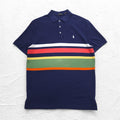 POLO RALPH LAUREN Polo a righe M blu navy cotone piqué piccolo ricamo pony