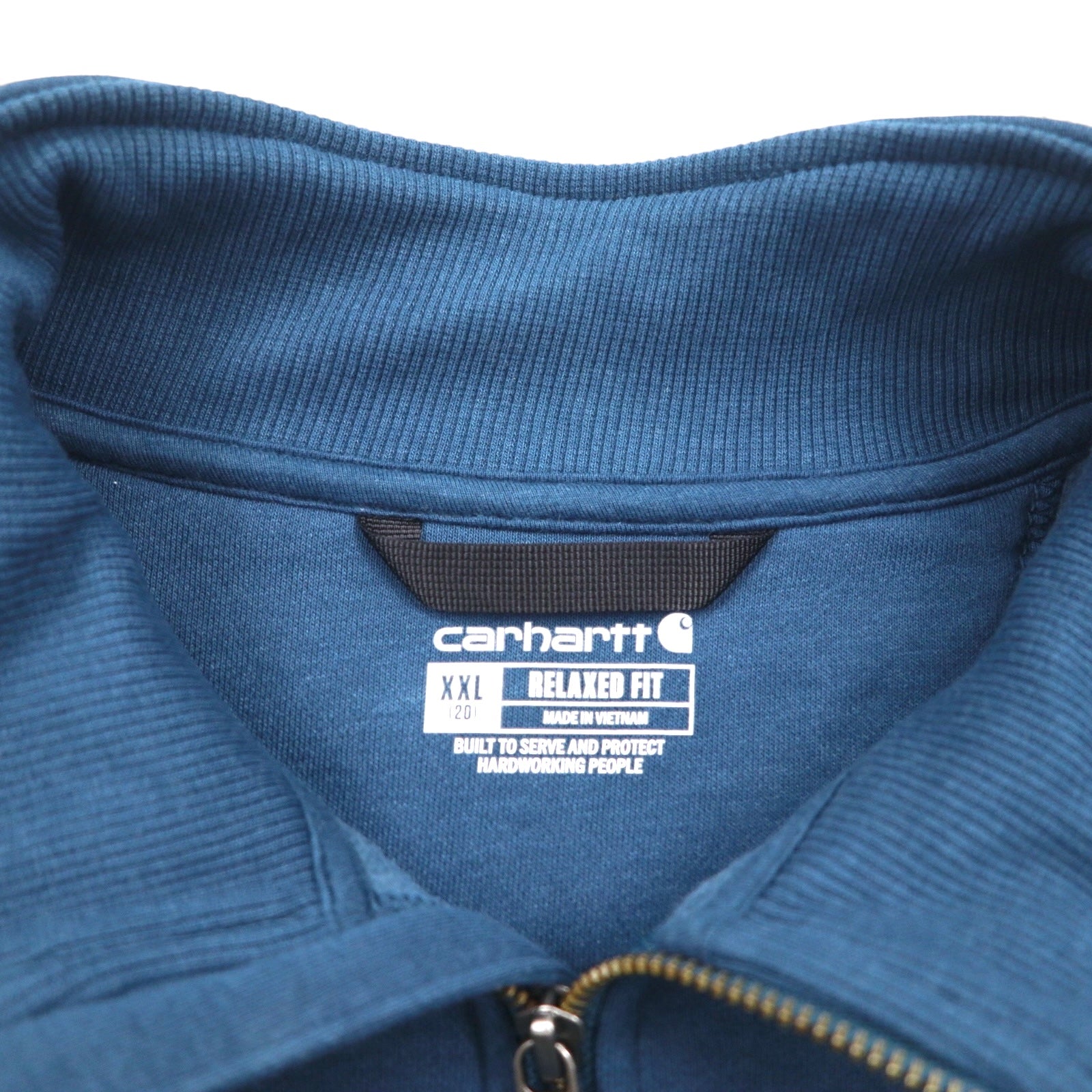 Carhartt felpa mezza zip relaxed fit 2XL blu tinta unita con tasca a marsupio e interno felpato 105657
