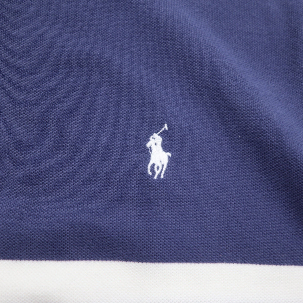 POLO RALPH LAUREN Polo a righe M blu navy cotone piqué piccolo ricamo pony