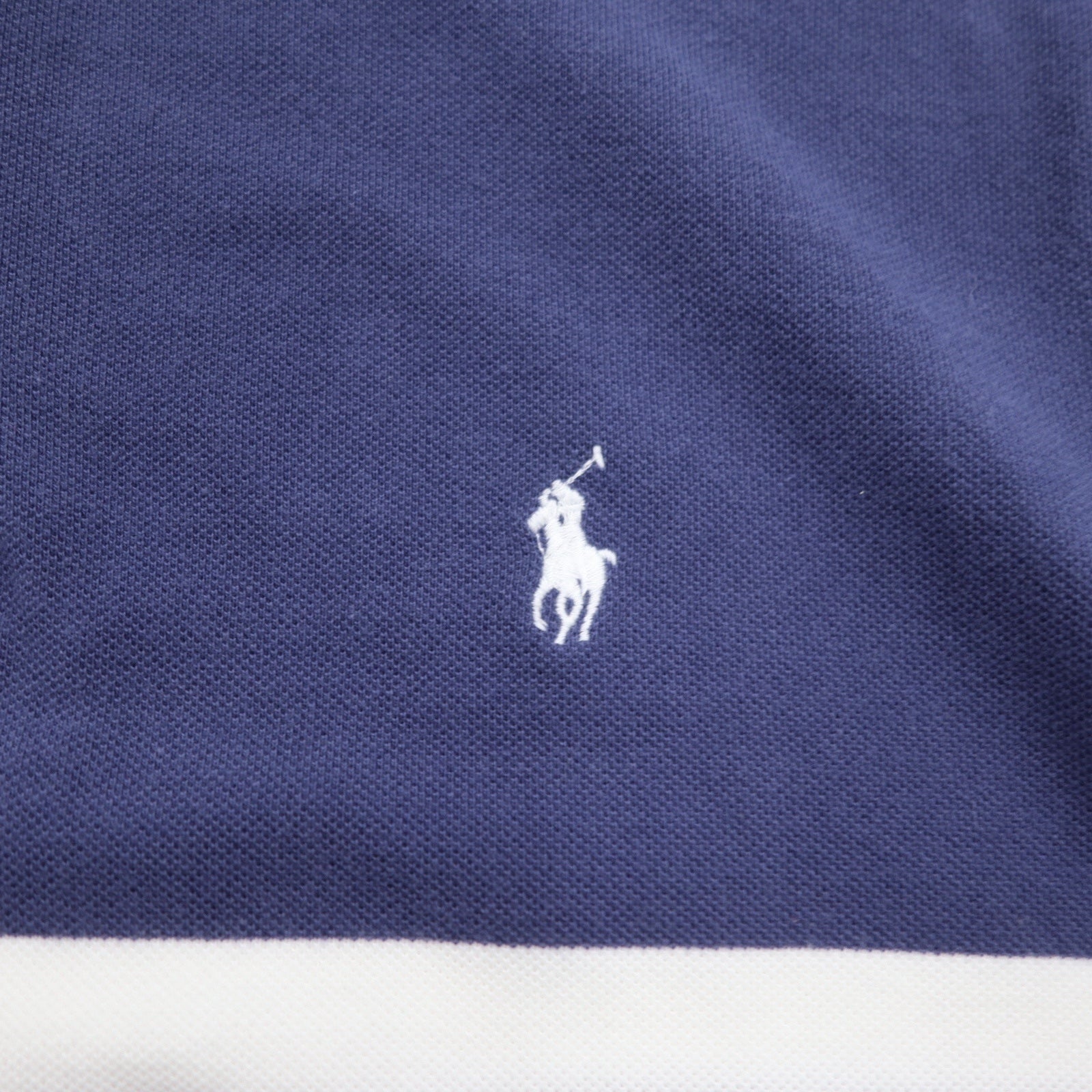 POLO RALPH LAUREN Polo a righe M blu navy cotone piqué piccolo ricamo pony