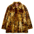 Giacca / cappotto in finta pelliccia leopardata anni '90, taglia XL, colore marrone, stampa all-over in poliestere