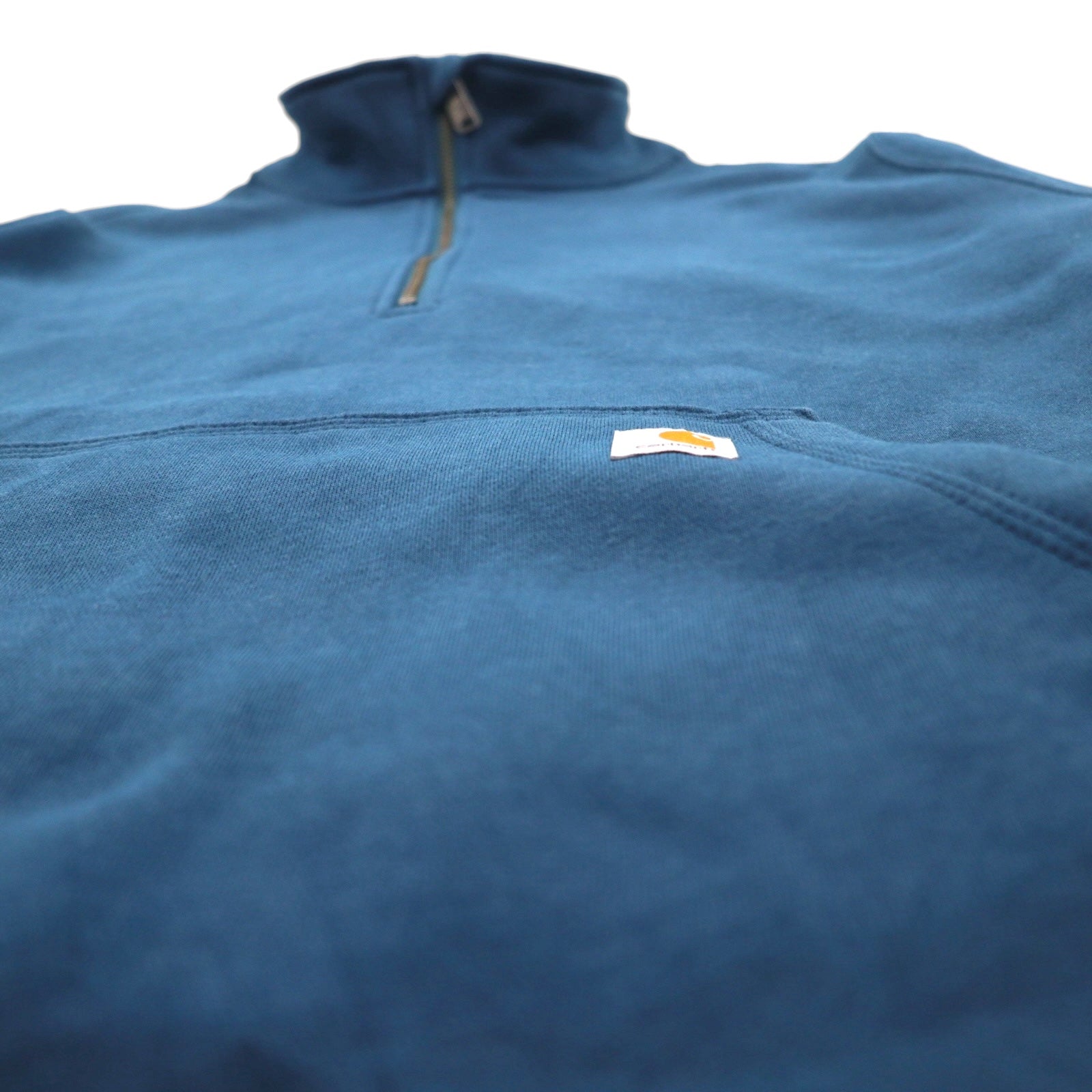 Carhartt felpa mezza zip relaxed fit 2XL blu tinta unita con tasca a marsupio e interno felpato 105657
