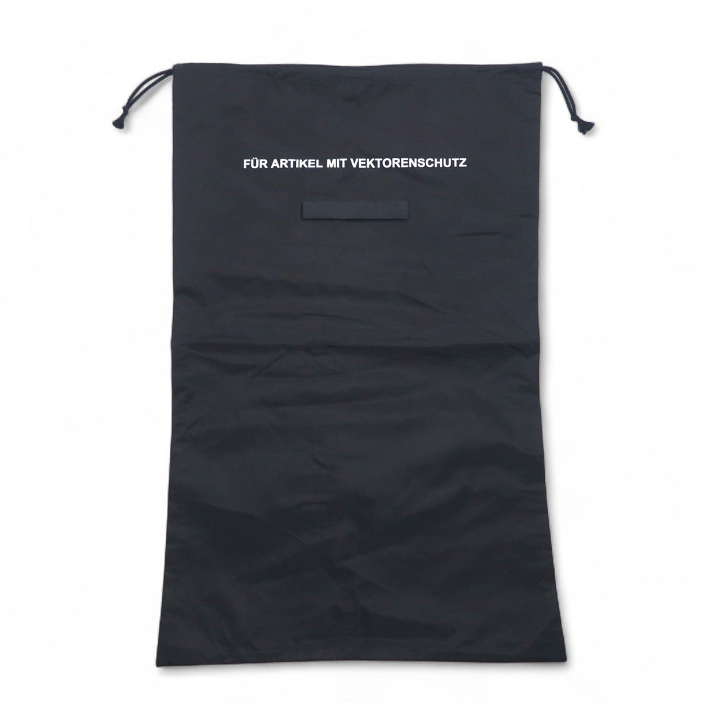 Borsa da lavanderia con coulisse dell'esercito tedesco, in poliestere nero, con stencil, deadstock, mai usata.