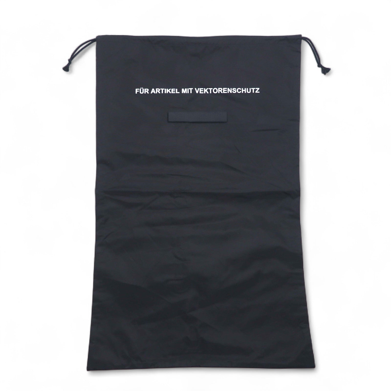 Borsa da lavanderia con coulisse dell'esercito tedesco, in poliestere nero, con stencil, deadstock, mai usata.