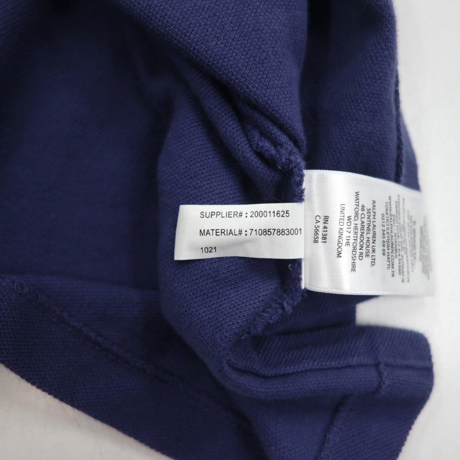 POLO RALPH LAUREN Polo a righe M blu navy cotone piqué piccolo ricamo pony