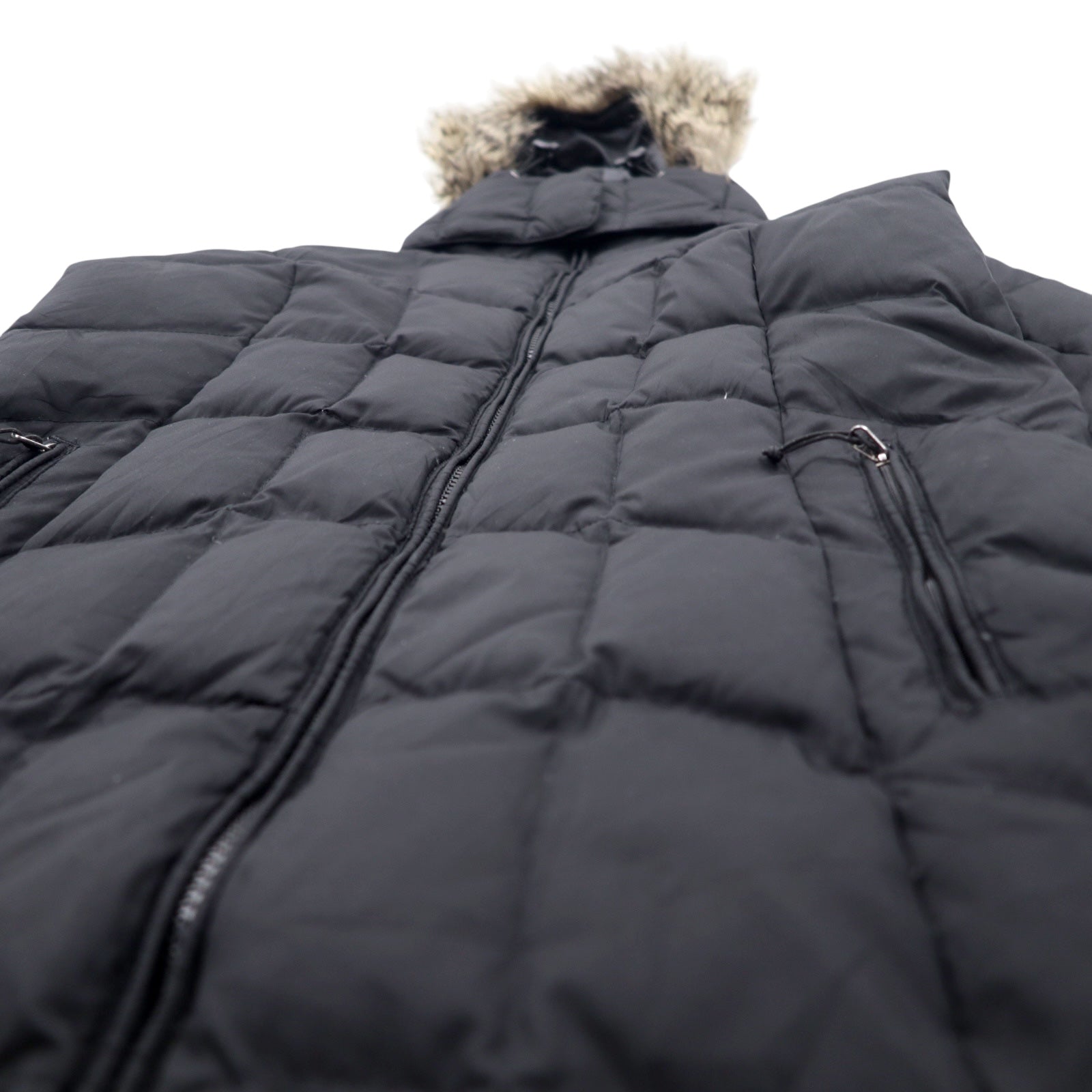 Eddie Bauer Piumino 650 Fill Power Taglia M Nero EB650 Cappuccio Staccabile Doppia Zip Pelliccia Sintetica 0544