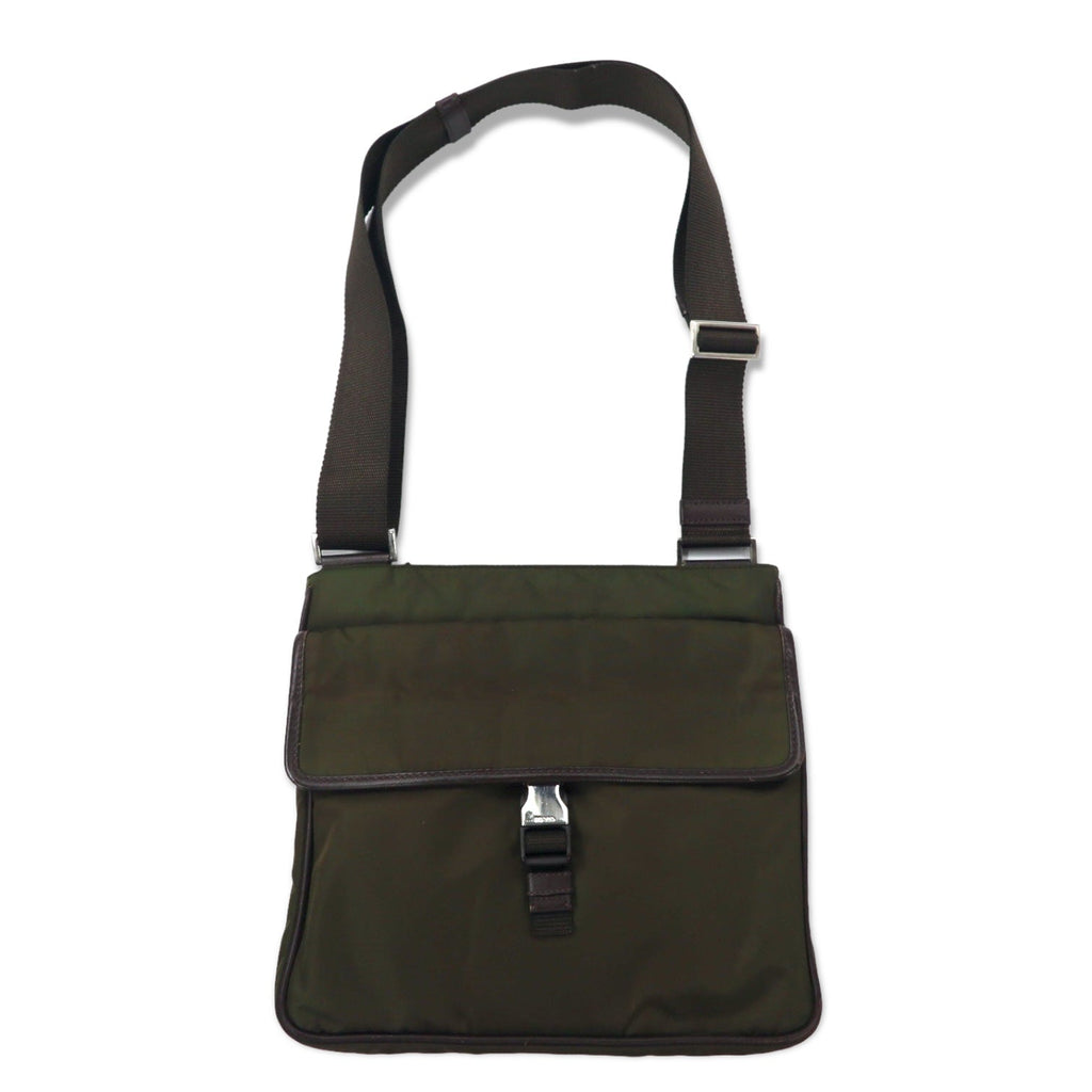 PRADA Borsa a tracolla Crossbody Verde Militare Nylon VELA SPORT Placchetta con logo a triangolo TRICOLLA Fatto in Italia