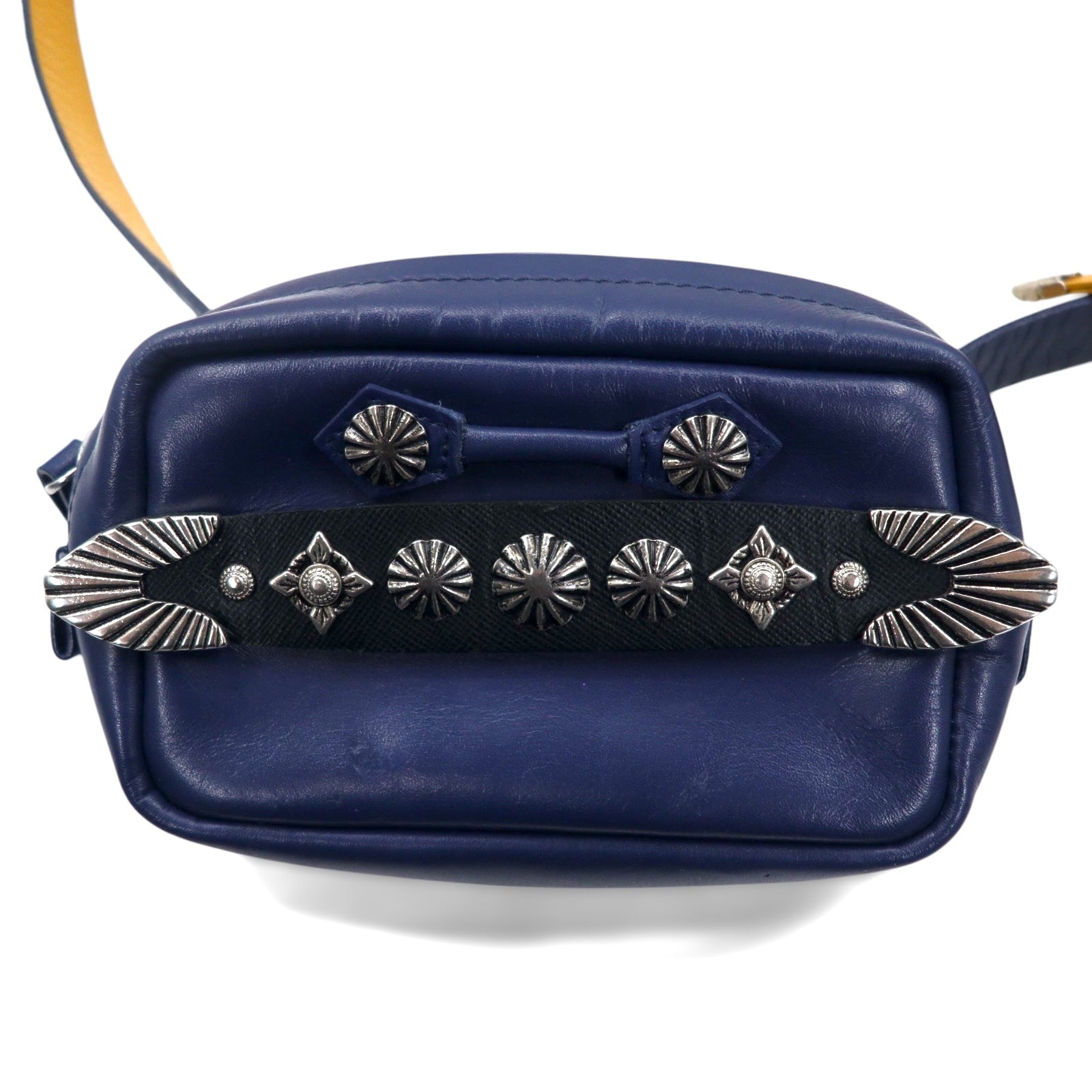 TOGA VIRILIS Marsupio a cintura giallo navy con concho in metallo