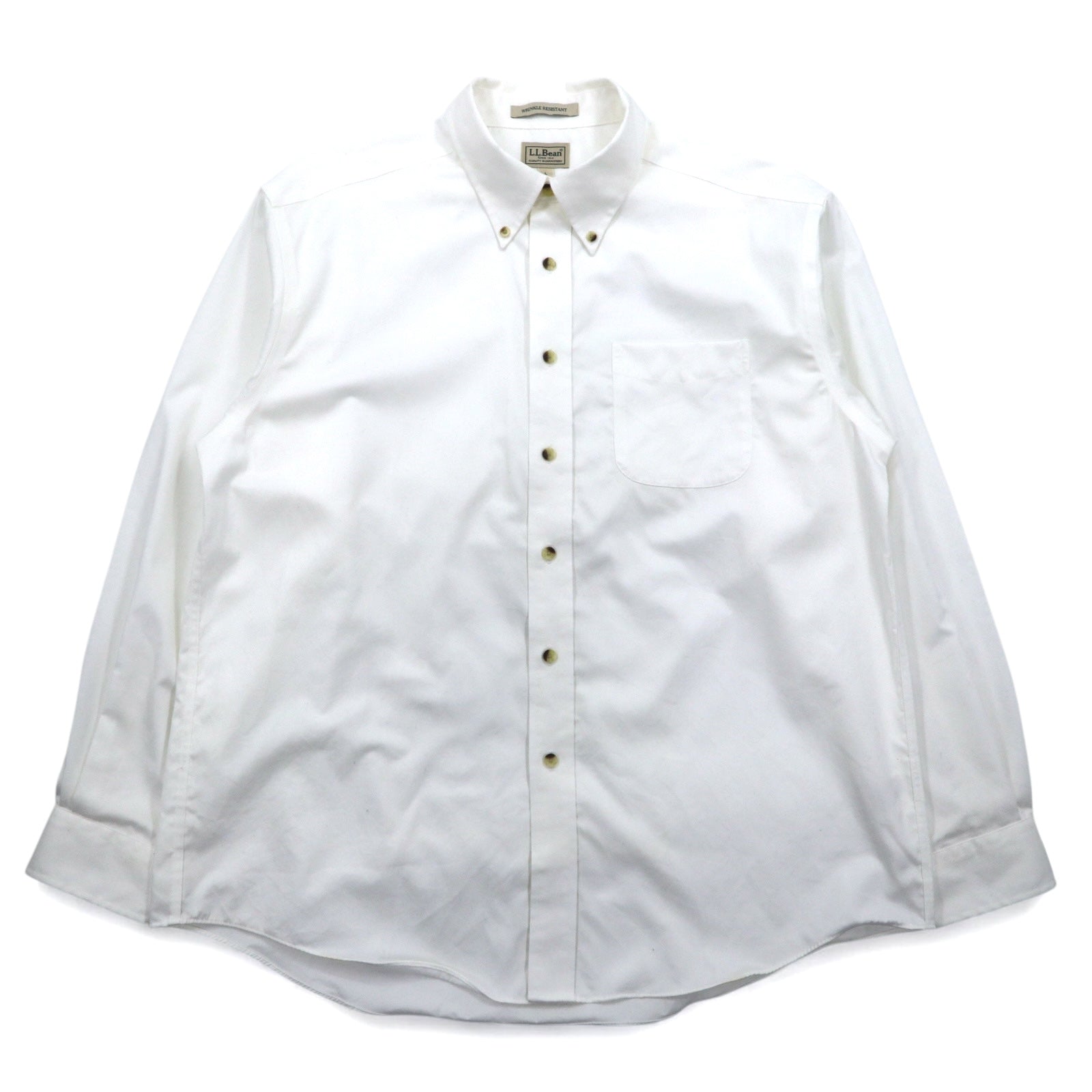 L.L.Bean オックスフォード ボタンダウンシャツ L ホワイト コットン WRINKLE RESISTANT 防シワ加工 スリランカ製