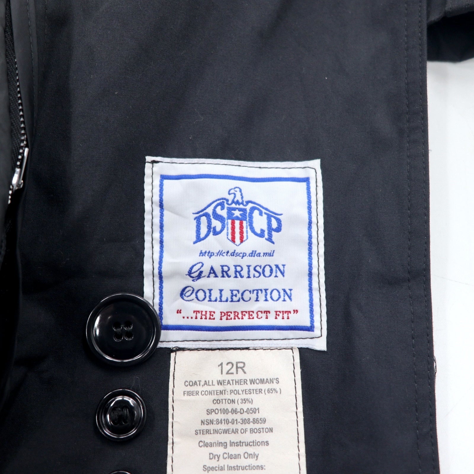 US ARMY COAT ALL WEATHER Trench-coat militare taglia XL nero, con fodera trapuntata rimovibile 8410-01-308-8659 DSCP