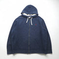 POLO RALPH LAUREN felpa con cappuccio full zip reverse weave, taglia 2XL, blu navy, ricamo piccolo pony