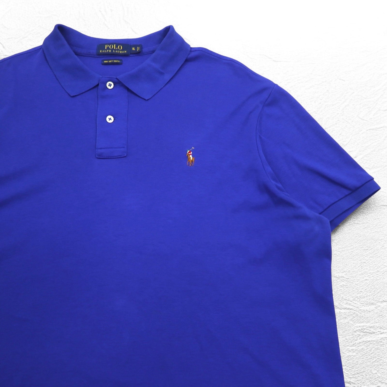 POLO RALPH LAUREN Polo in Pima cotone Soft-Touch XL blu con ricamo piccolo pony