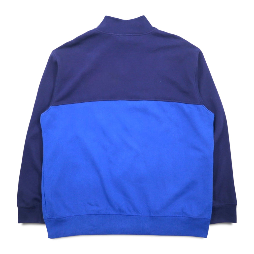 NAUTICA Felpa mezza zip XXL blu navy bicolore con interno felpato e logo ricamato