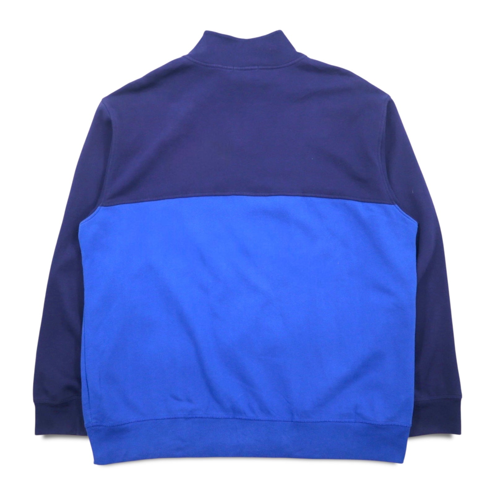 NAUTICA Felpa mezza zip XXL blu navy bicolore con interno felpato e logo ricamato