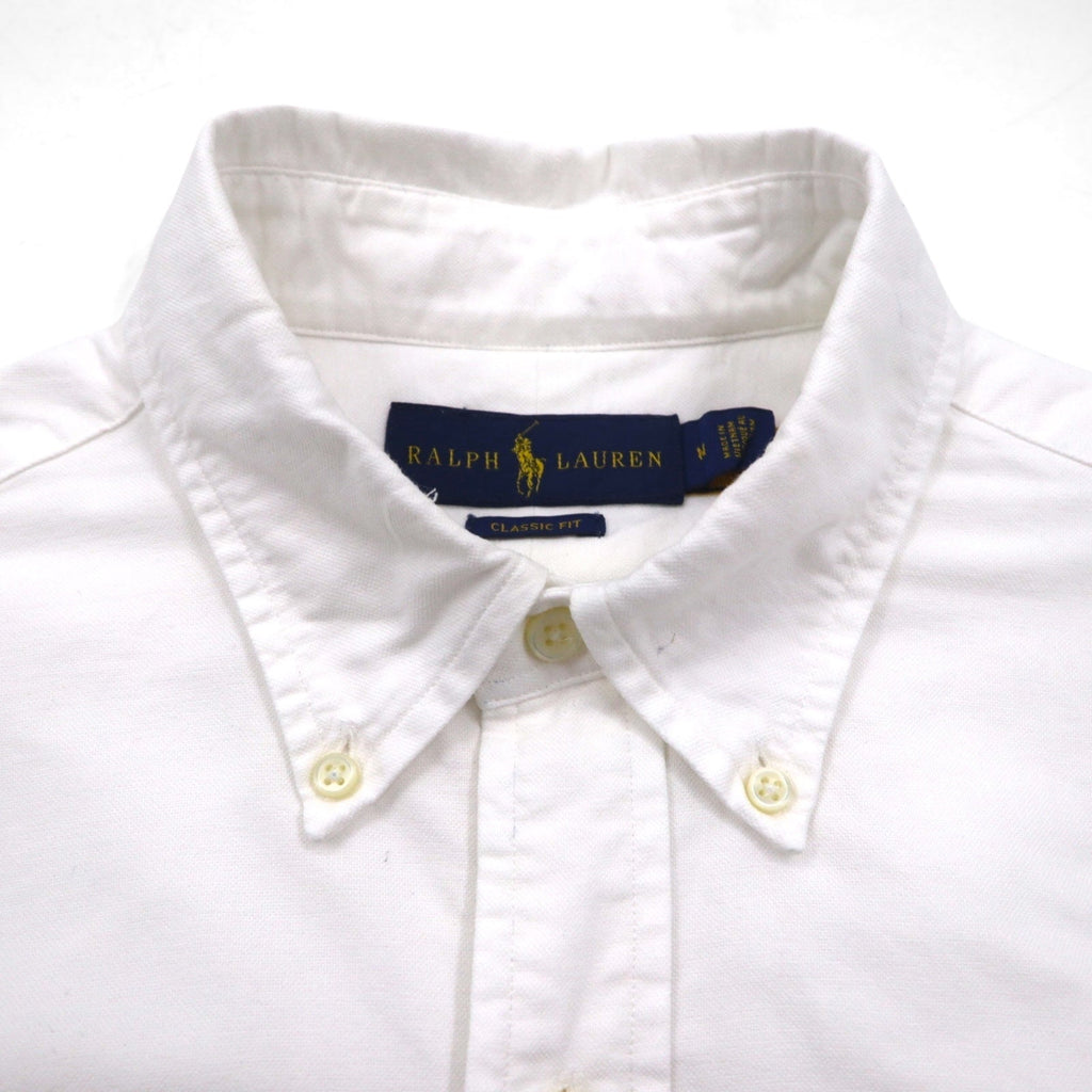 RALPH LAUREN Camicia classica in oxford con bottoni, vestibilità classica, M, bianca, con ricamo piccolo pony in cotone