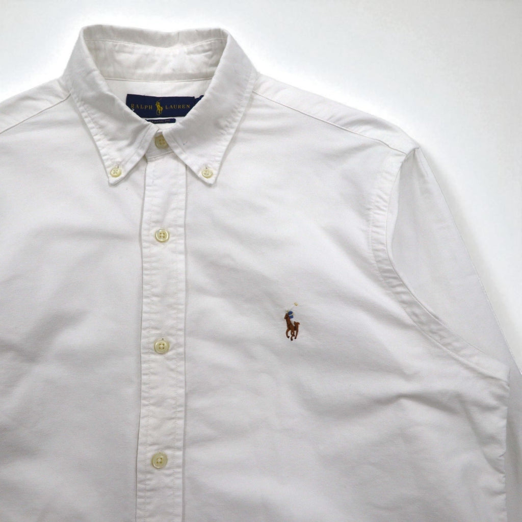 RALPH LAUREN Camicia classica in oxford con bottoni, vestibilità classica, M, bianca, con ricamo piccolo pony in cotone