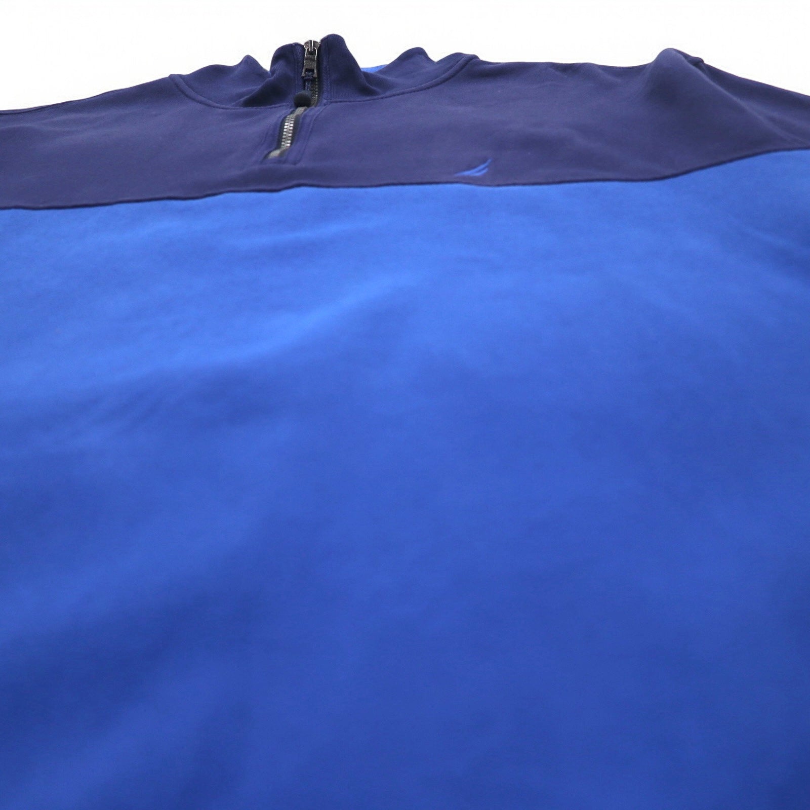 NAUTICA Felpa mezza zip XXL blu navy bicolore con interno felpato e logo ricamato