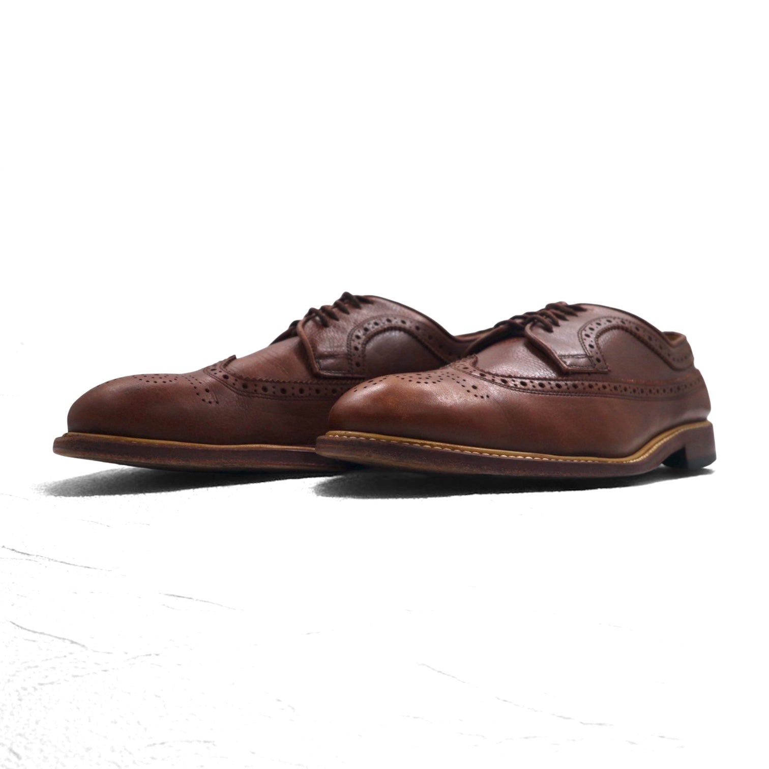 CHARLES TYRWHITT Scarpe da campagna Wingtip Full Brogue in pelle marrone martellata, misura 28,5 cm (UK 9.5), made in UK, MDO65BRN