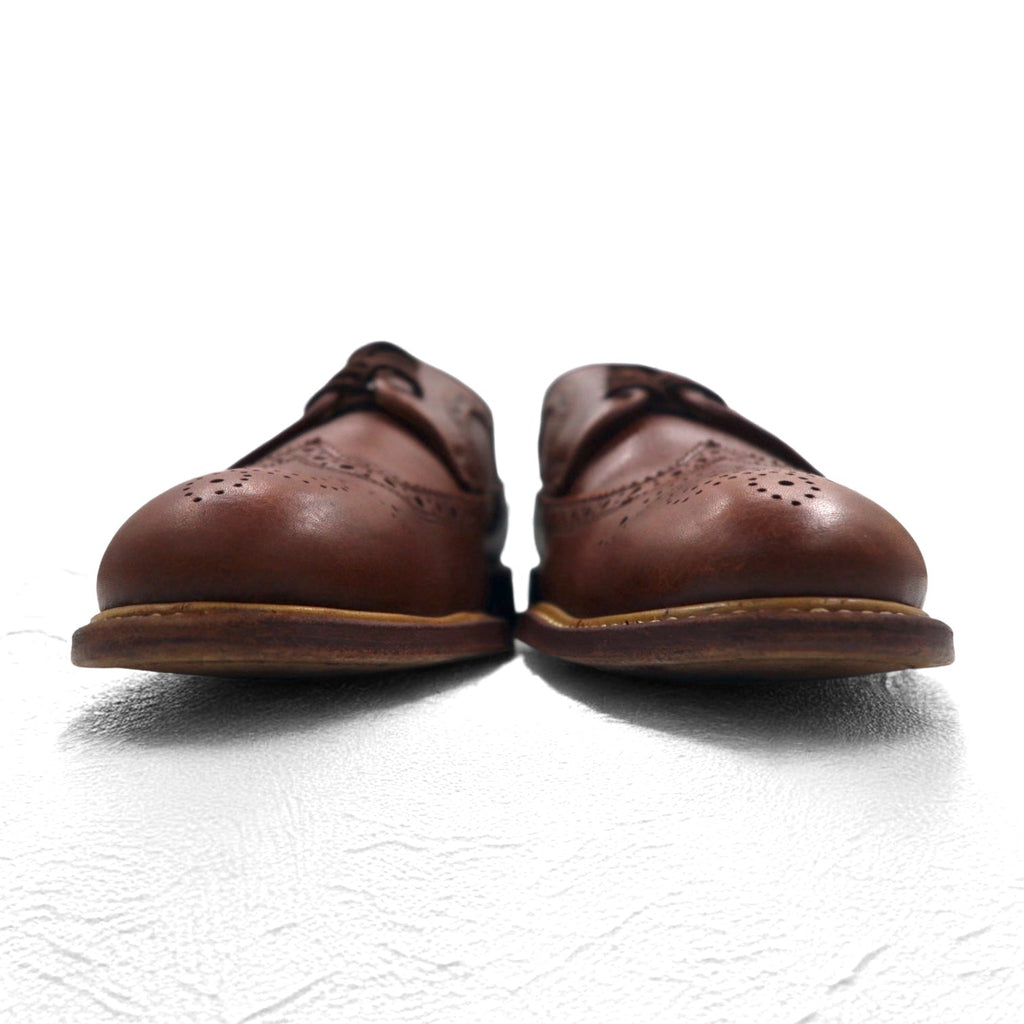 CHARLES TYRWHITT Scarpe da campagna Wingtip Full Brogue in pelle marrone martellata, misura 28,5 cm (UK 9.5), made in UK, MDO65BRN