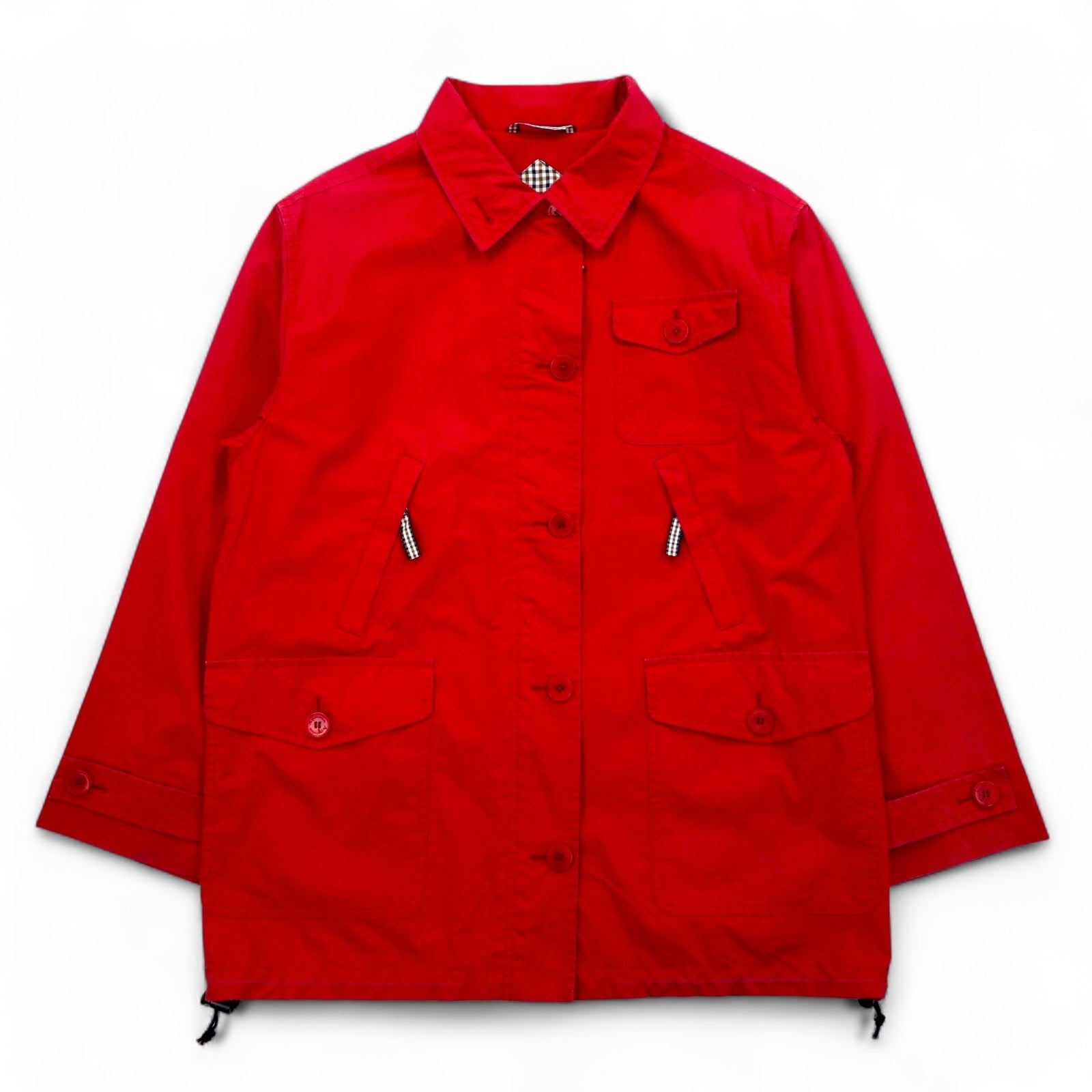 Aquascutum Cappotto a mantella monopetto utility M rosso con doppia zip e coulisse made in Japan