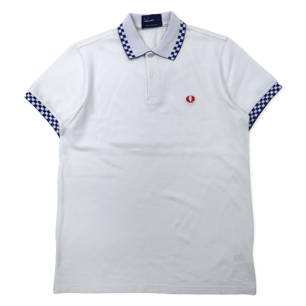 FRED PERRY Polo in piqué di cotone L bianco, stampa a bandiera, logo in cotone, M4242