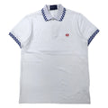 FRED PERRY Polo in piqué di cotone L bianco, stampa a bandiera, logo in cotone, M4242