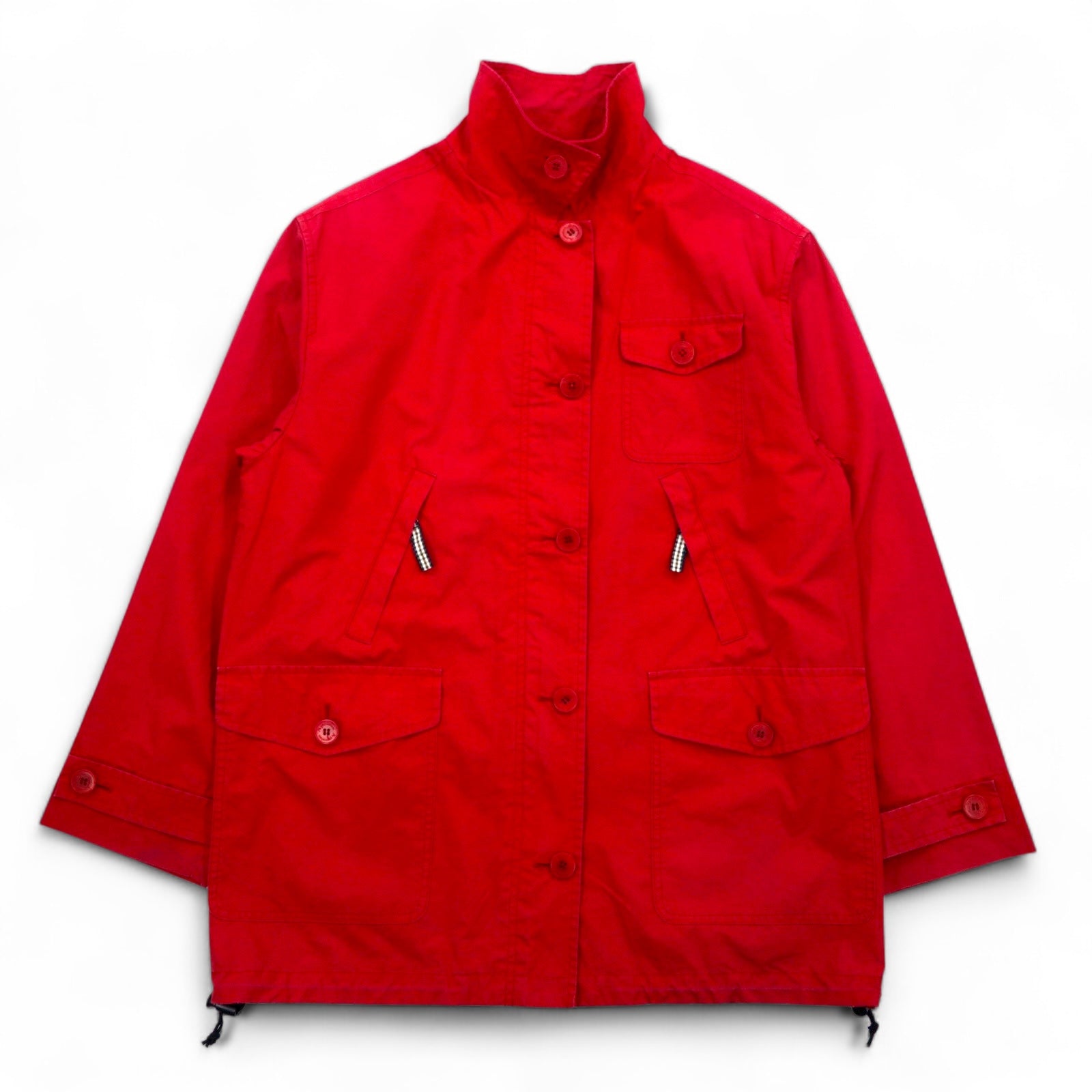 Aquascutum Cappotto a mantella monopetto utility M rosso con doppia zip e coulisse made in Japan