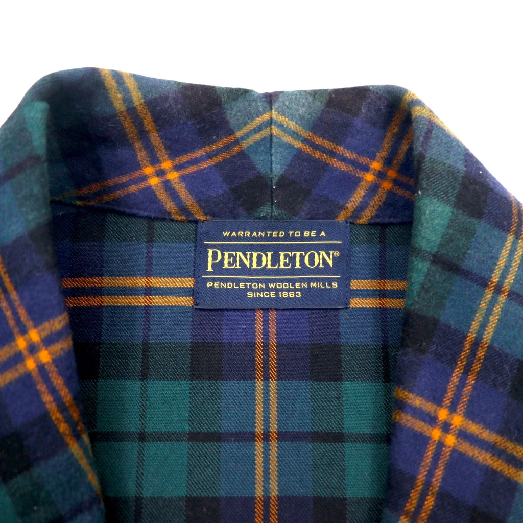 PENDLETON タータンチェック ガウンコート ローブ S ネイビー ブラックウォッチ ベルト付き 8475-3348