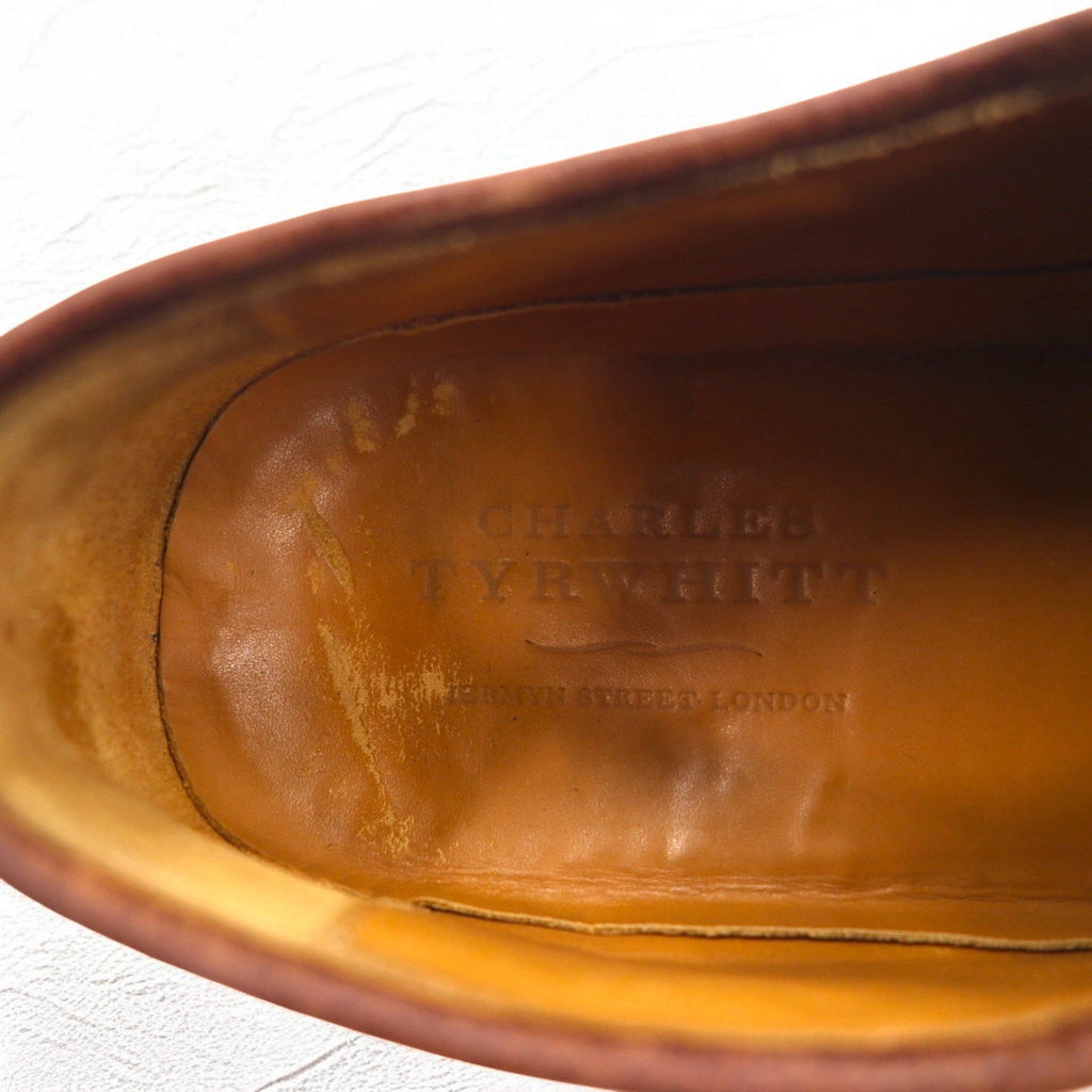 CHARLES TYRWHITT Scarpe da campagna Wingtip Full Brogue in pelle marrone martellata, misura 28,5 cm (UK 9.5), made in UK, MDO65BRN