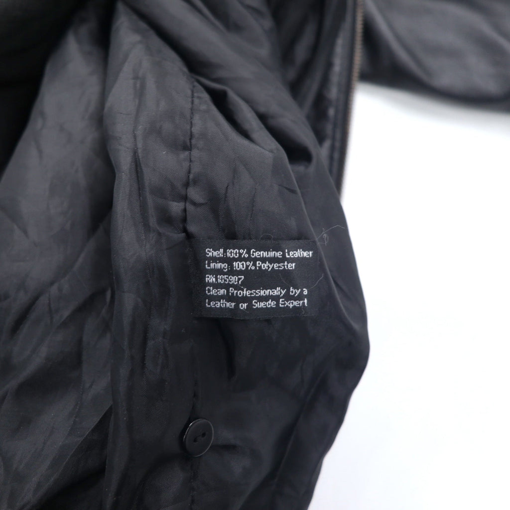 U.S.A. LEATHER 90年代 レザージャケット XL ブラック ライナー着脱式 entec US企業 刺繍 ジップアップ