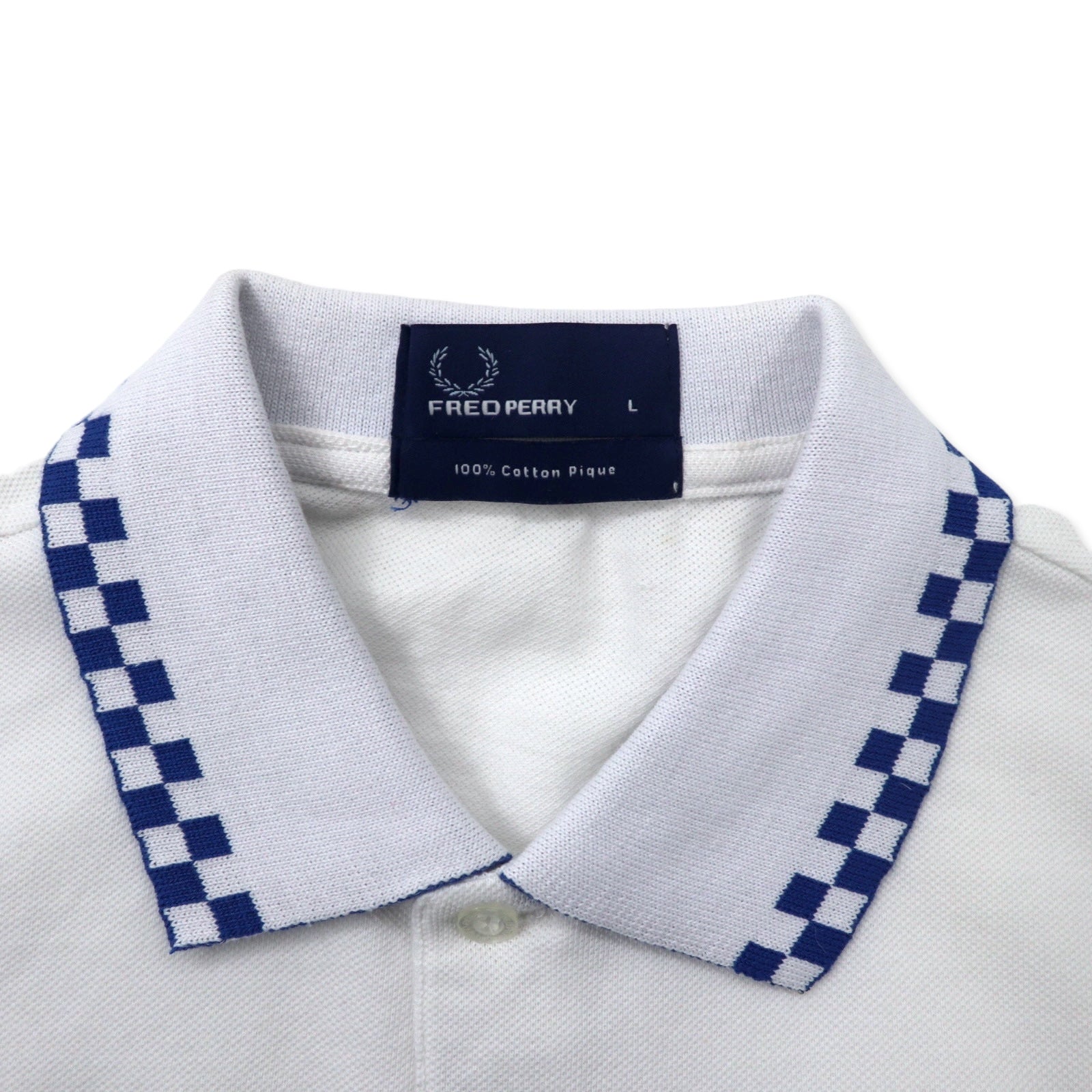 FRED PERRY Polo in piqué di cotone L bianco, stampa a bandiera, logo in cotone, M4242