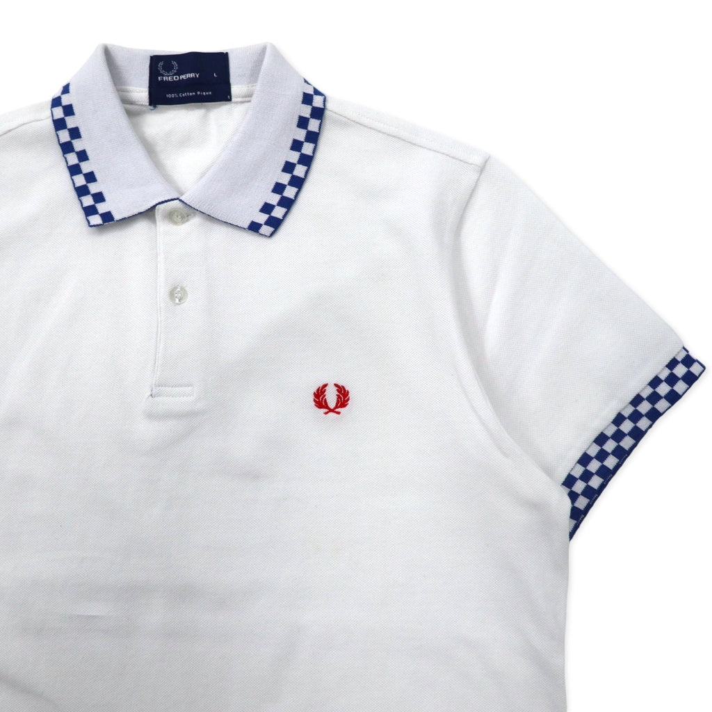 FRED PERRY Polo in piqué di cotone L bianco, stampa a bandiera, logo in cotone, M4242