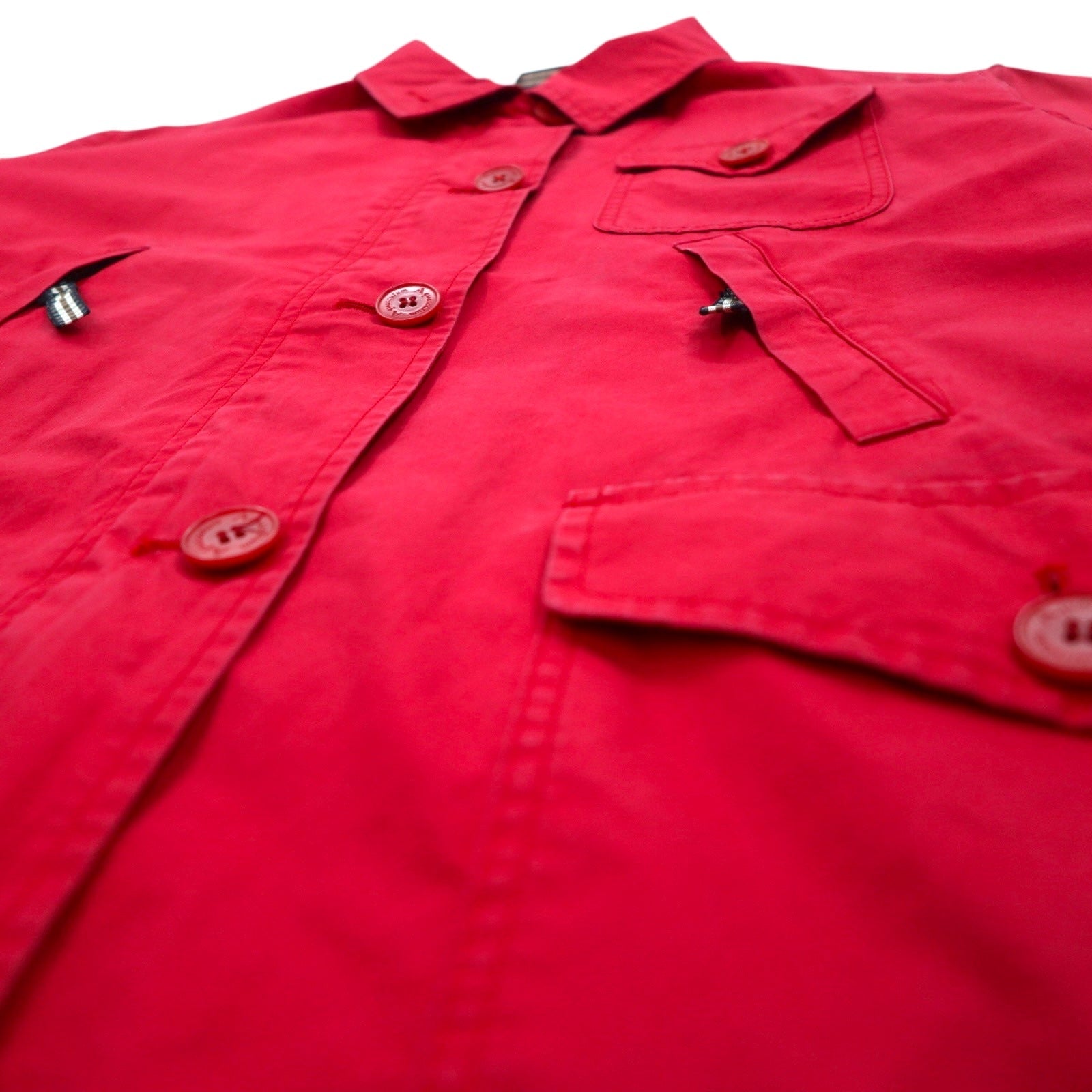 Aquascutum Cappotto a mantella monopetto utility M rosso con doppia zip e coulisse made in Japan