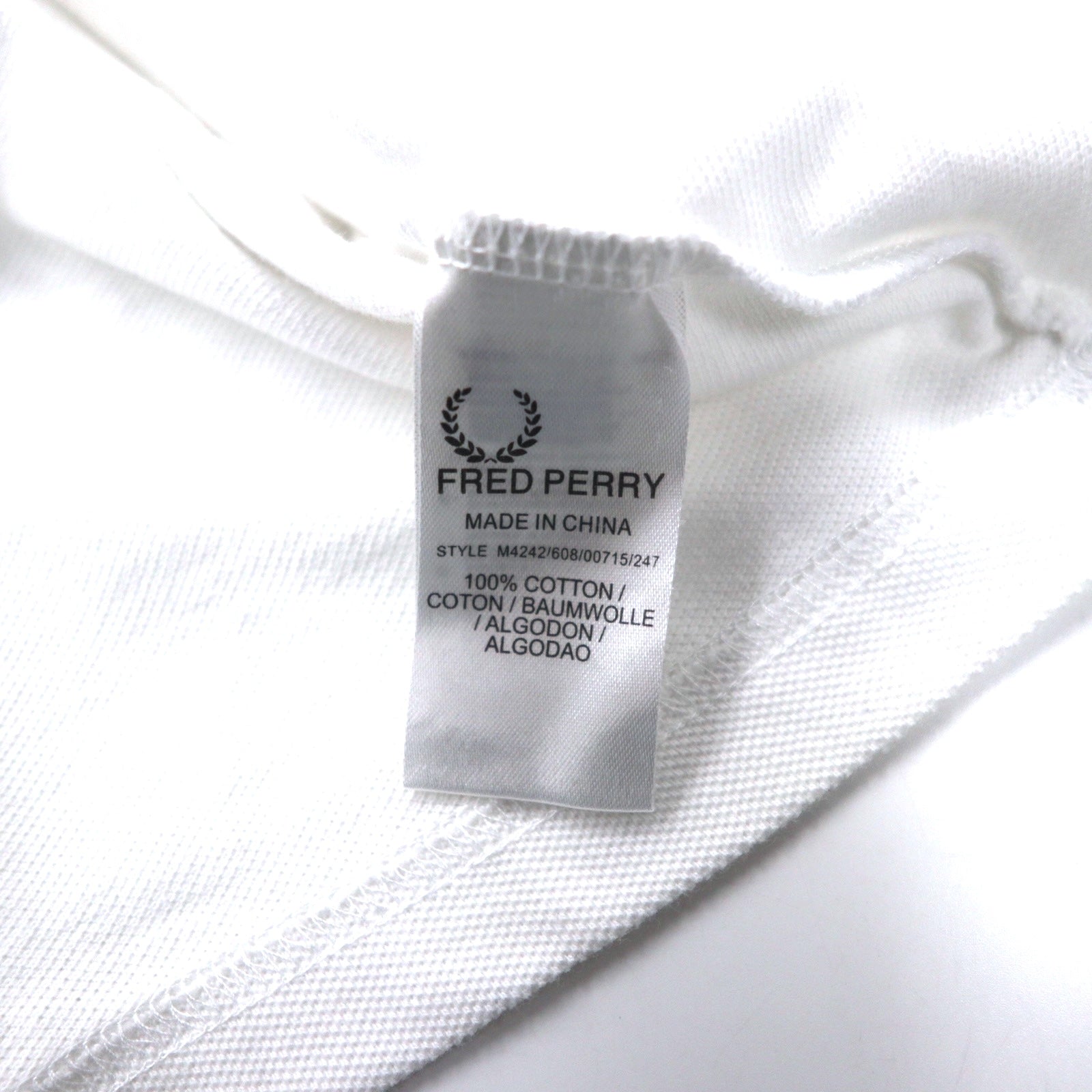 FRED PERRY Polo in piqué di cotone L bianco, stampa a bandiera, logo in cotone, M4242